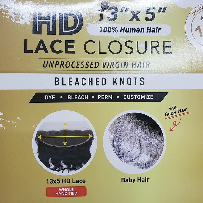R&B Wig HD Lace Closure (13"x5") 100% Natural Human Hair - Straight