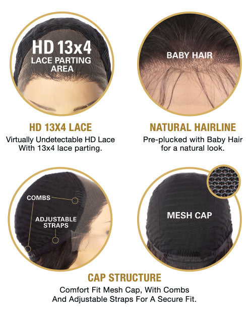 Sensationnel 15A Unprocessed 100% Virgin Human Hair 13"x4" HD Lace Frontal Wig STRAIGHT 22"