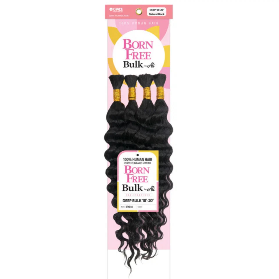 Born Free By Ali 100% Human Hair Braids New - DEEP BULK-18-20" NATURAL BLACK