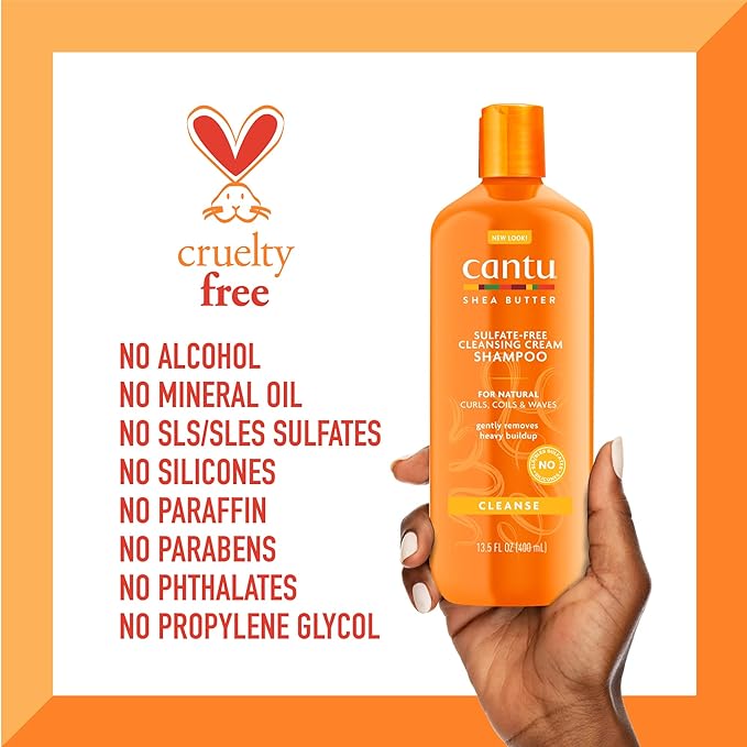 Cantu Sulfate-Free Cleansing Cream Shampoo with Shea Butter for Natural Hair, 13.5oz