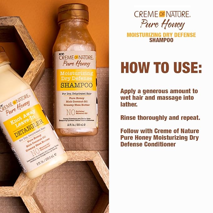 Creme of Nature Pure Honey Moisturizing Dry Defense Shampoo 12 oz