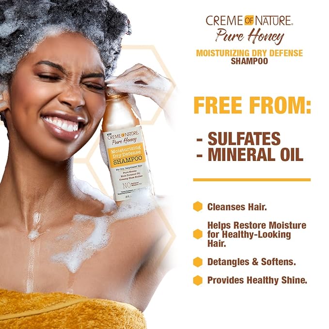Creme of Nature Pure Honey Moisturizing Dry Defense Shampoo 12 oz