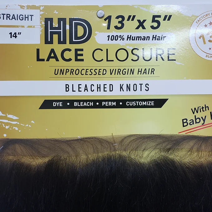 R&B Wig HD Lace Closure (13"x5") 100% Natural Human Hair - Straight