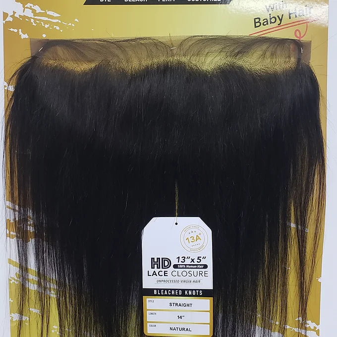 R&B Wig HD Lace Closure (13"x5") 100% Natural Human Hair - Straight