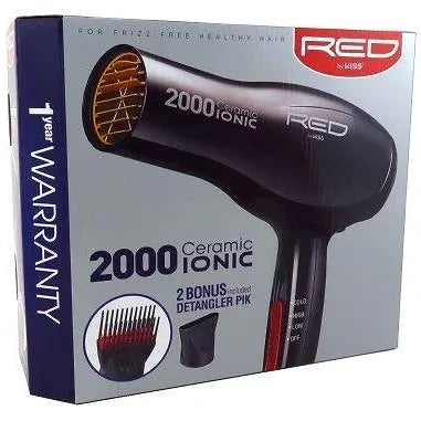 RED BY KISS 2000 Ceramic Ionic Dryer 2 Styling Attachments