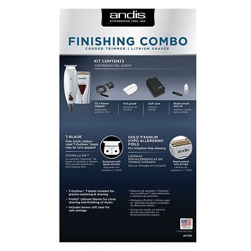 Andis Finishing Combo (T-Outliner Trimmer & ProFoil Lithium Titanium Foil Shaver)