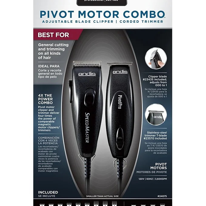 Andis Pivot Motor Combo (PivotPro and SpeedMaster Hair Clipper and Beard Trimmer)