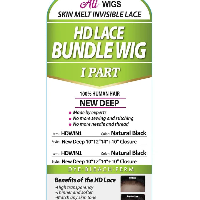 Ali 7A Skin Melt Invisible HD Lace I-Part Bundle Wig - New Deep