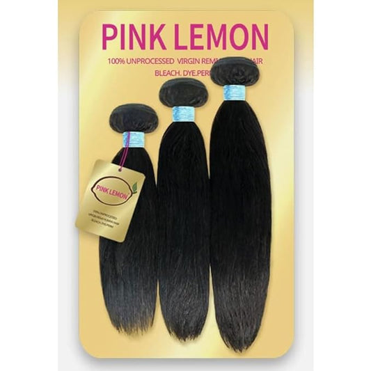 PINK LEMON Virgin Human Hair Weave 3 Bundles - Straight