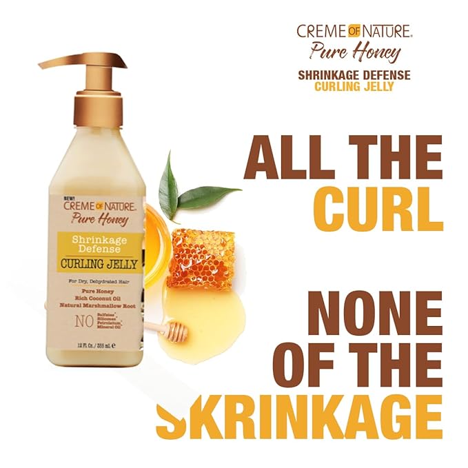 Creme of Nature Pure Honey Shrinkage Defense Curling Jelly age 11.5oz