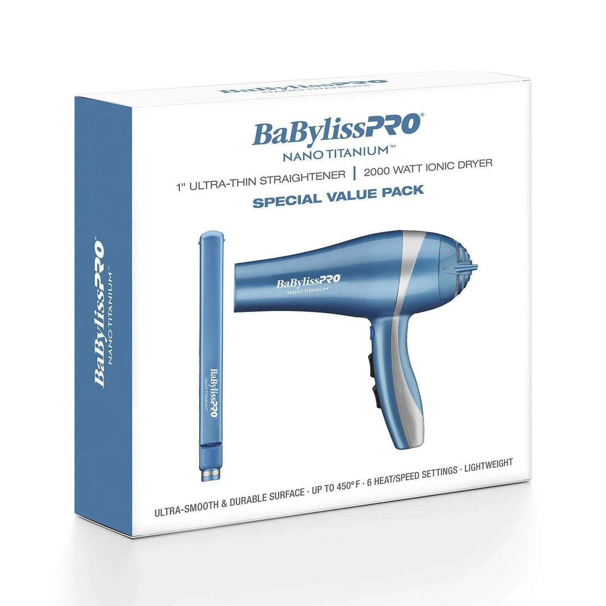 Babyliss Special Edition Set - Nano Titanium Ultra-Thin Hair Iron & Dryer BNTPP15