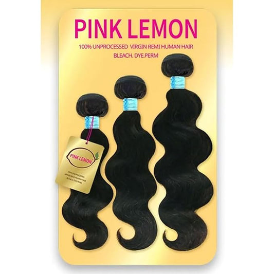 PINK LEMON Virgin Human Hair Weave 3 Bundles - Body Wave