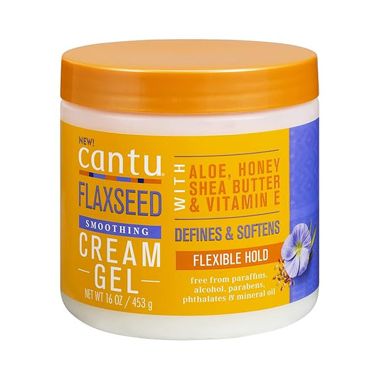 Cantu Flaxseed Styling Cream Gel with Aloe, Honey, Shea Butter & Vitamin E 16oz