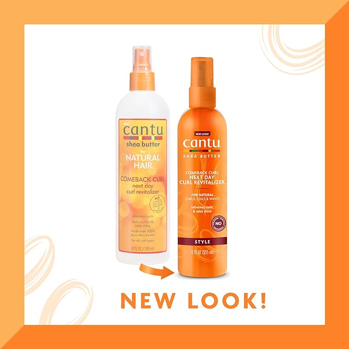 Cantu Comeback Curl Next Day Curl Revitalizer Mist with Shea Butter for Natural Hair, 12oz