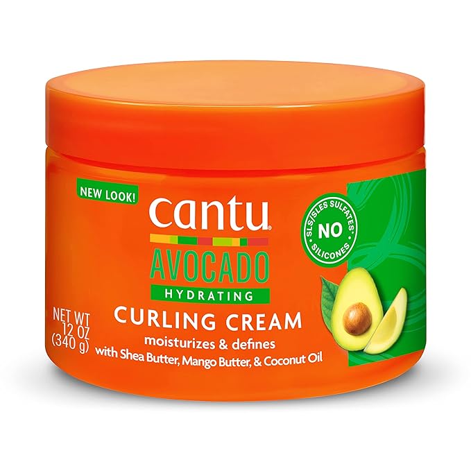 Cantu Avocado Silicone-Free Hydrating Curling Hair Styling Cream with Shea Butter, 12oz