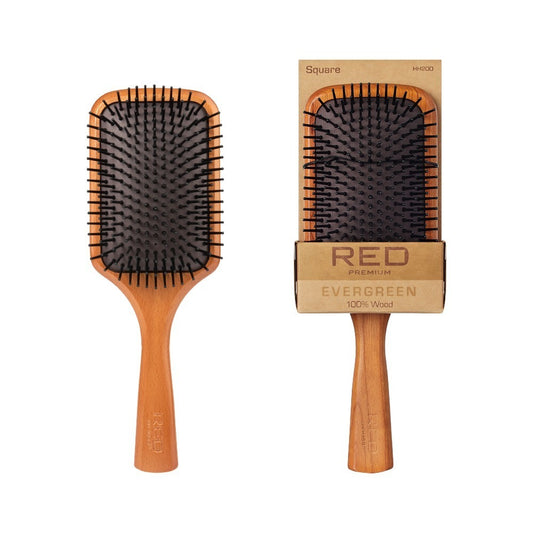 RED BY KISS Evergreen Wooden Square Paddle Hair Brush