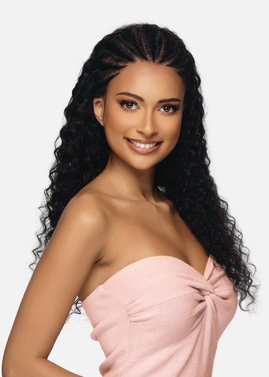 BLACK ROSE Braided Deep Wave lace wig 24"