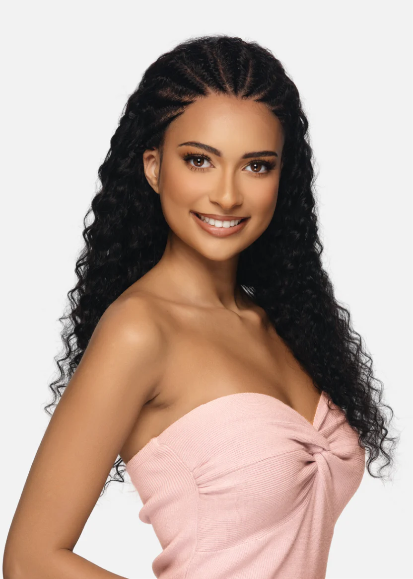 BLACK ROSE Braided Deep Wave lace wig 28"