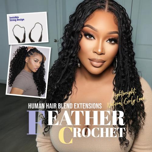 Outre Human Hair Blend Crochet Braids Purple Pack Feather Crochet Dominican 18"
