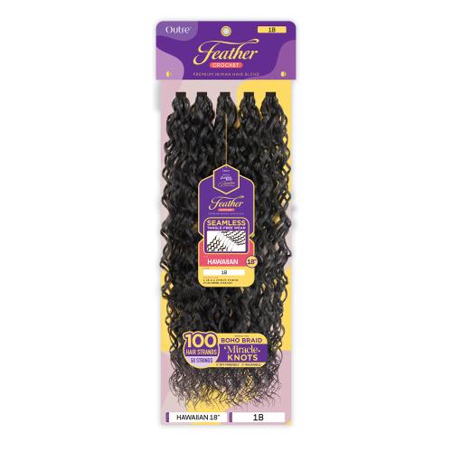 Outre Human Hair Blend Crochet Braids Purple Pack Feather Crochet Hawaiian 18"