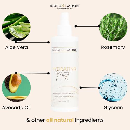 Bask & Lather Hydrating Hair Mist Spray 8oz/ 236ml
