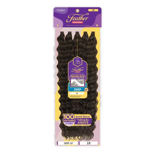 Outre Human Hair Blend Crochet Braids Purple Pack Feather Crochet Deep 18"