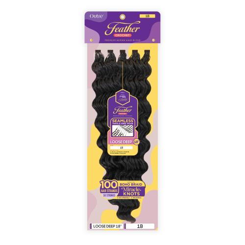 Outre Human Hair Blend Crochet Braids Purple Pack Feather Crochet Loose Deep 18"
