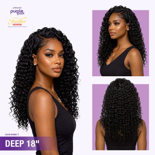 Outre Human Hair Blend Crochet Braids Purple Pack Feather Crochet Deep 18"