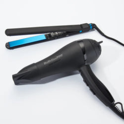 BaBylissPRO Nano Titanium Lightweight Ionic Hair Dryer & 1″ Ultra-Thin Flat Iron Value Set – Matte Black (BNTPPMB415)