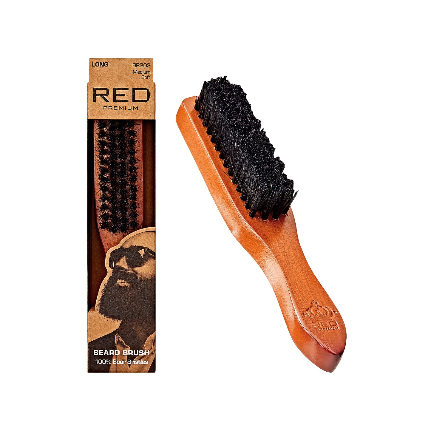 RED BY KISS Premium Beard Medium Soft Long Handle Brush