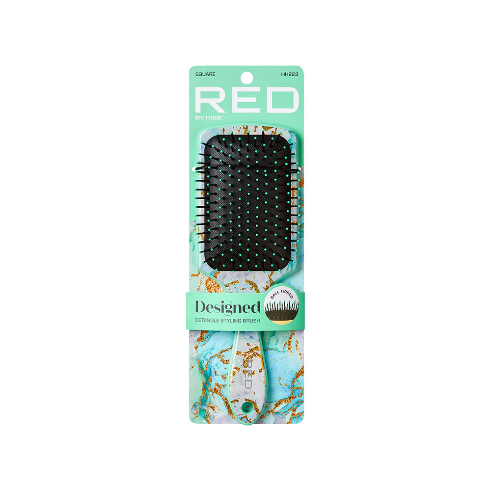 RED BY KISS Square Paddle Designed Brush – Aqua Marble