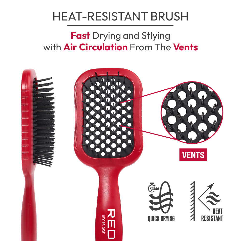 RED BY KISS Wet & Dry Vent Heat-Resistant Brush – Red