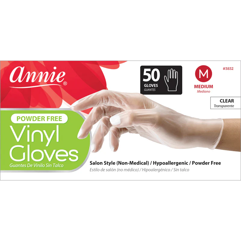Annie Powder-Free Vinyl Gloves 50ct - Clear