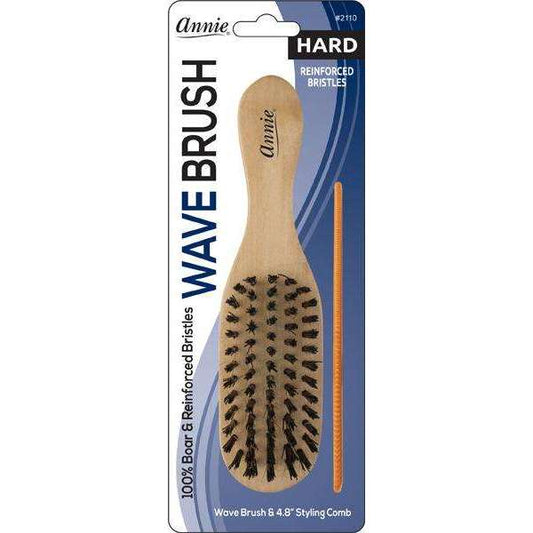 Annie Hard Wood Daily Boar Bristle Brush With Comb 7in