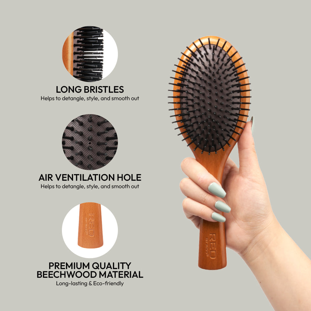 RED BY KISS Evergreen Wooden Oval Paddle Hair Brush
